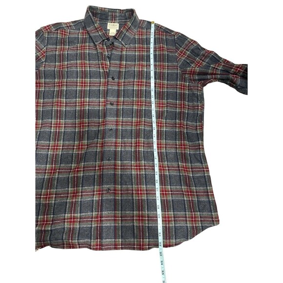 L.L.Bean Traditional Fit Plaid Flannel Button-Down Shirt Gray Red Green Men’s XL - Picture 6 of 7